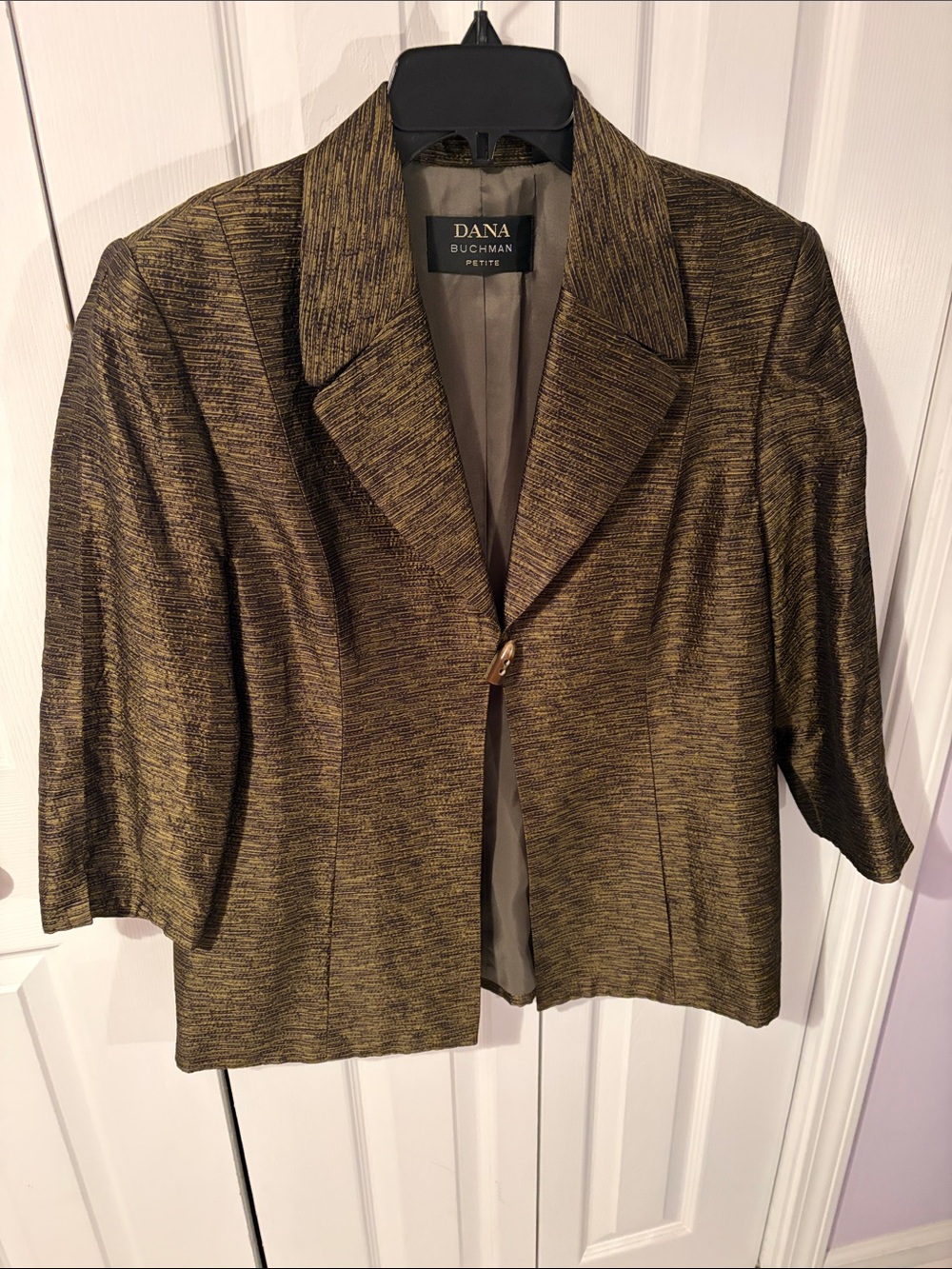 Dana Buchman Petite Metallic Gold Textured Blazer